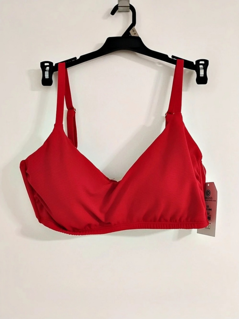 Time and Tru Ribbed Swim Top Red Size 1X